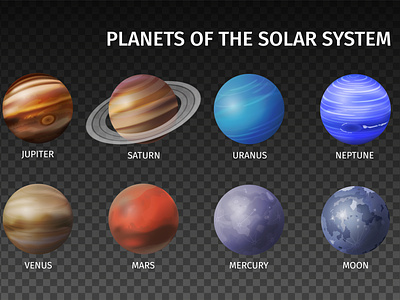 Space planet icon set