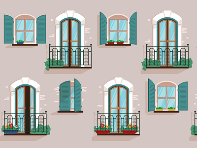 Windows and balconies set