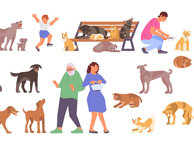 Homeless animals icons