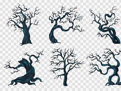 Spooky trees transparent set