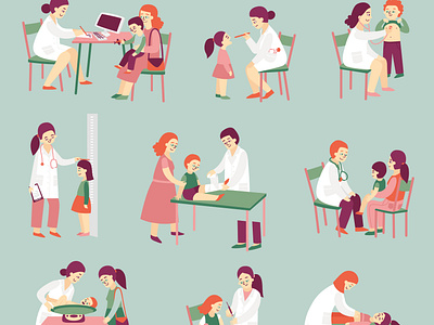 Doctor pediatrician icons set