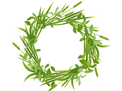 Grass leaves round frame