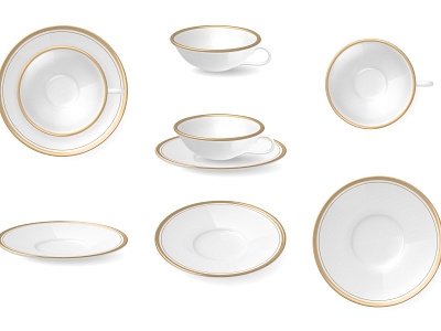 Plates dishware set ceramic illustration kitchenware plate realistic tableware utensil vector