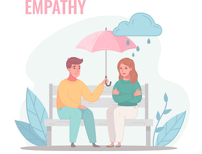 Empathy characters composition cartoon character emotion illustration relationship together vector