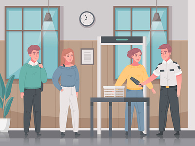 Security agency composition agency security professional service cartoon vector illustration