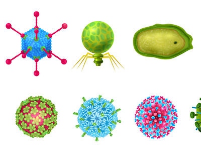 Viruses icons set epidemics healthcare illustration medicine realistic vector viruses