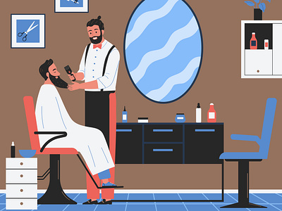 Barbershop composition barbershop flat haircut hairdressing illustration profession vector