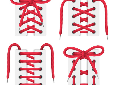 Shoelaces set illustration knot modern realistic shoe shoelace sport vector