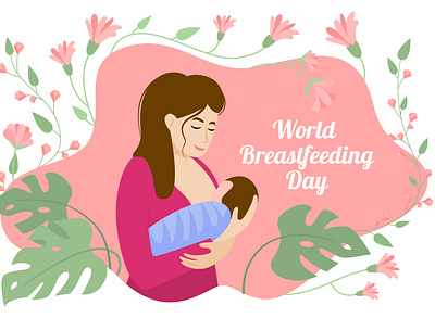Baby breast feeding composition breastfeeding childhood flat illustration mother newborn vector