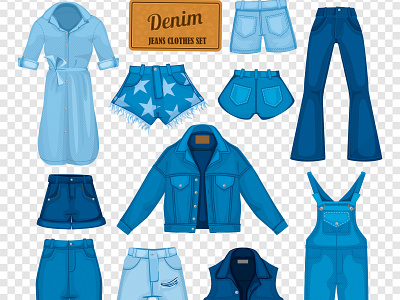 Denim jeans set clothing denim fashion illustration jeans realistic vector