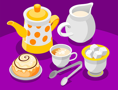 Tea day composition beverage cup dessert hot illustration isometric tea vector