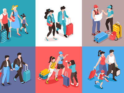 Travel people design concept adventure illustration isometric tourist travel vacation vector