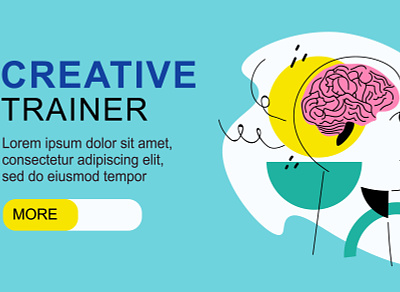 Creative trainer banner brain business creative flat illustration trainer vector