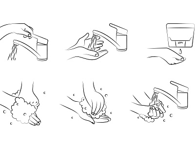 Hand washing steps set clean flat hands hygiene illustration vector washing