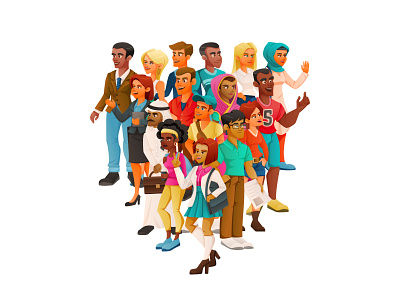 Characters diversity adult cartoon ethnic illustration international people vector
