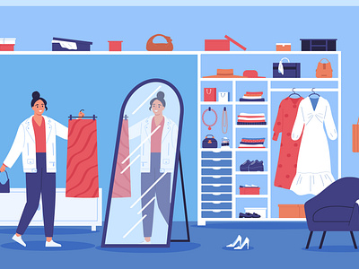 Wardrobe composition accessory clothes fashionable flat illustration vector wardrobe