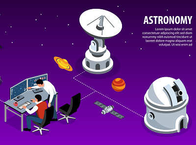Astronomy infographics astronomy illustration isometric space telescope vector