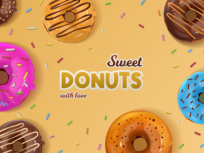 Sweet donuts composition breakfast donut illustration pastry realistic sweet vector
