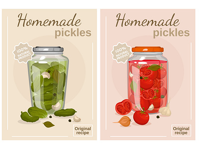 Homemade pickles poster set