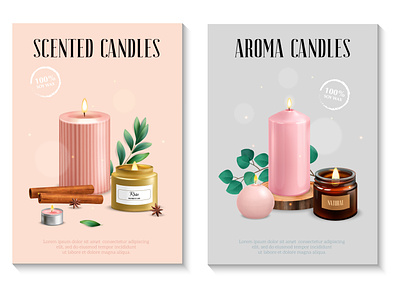 Scented candles posters set