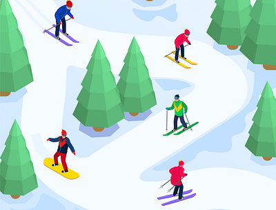 Winter sports composition extreme illustration isometric mountains sports vector winter