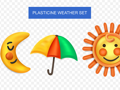 Plasticine weather set handmade illustration plasticine realistic vector weather