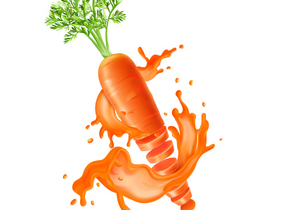 Carrot juice composition carrot eco illustration juice realistic vector vitamin