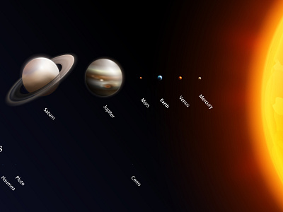 Sun system composition illustration planet realistic science space star vector