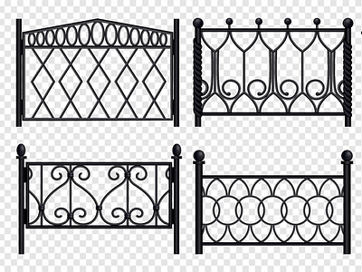 Forged metal fence sections set