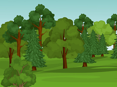 Tree composition flat forest grass illustration landscape tree vector wildlife