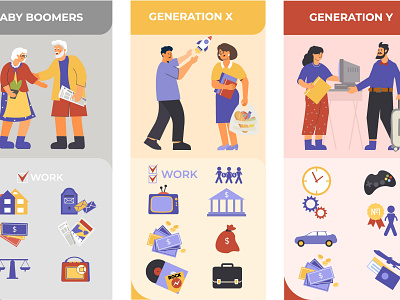 Generation infographic family flat generation illustration relationship society vector