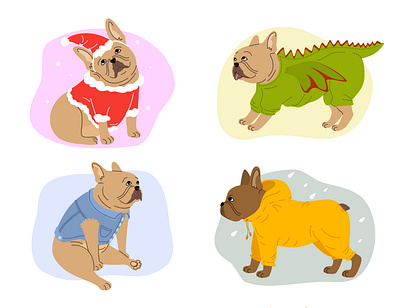 Dogs carnival costume set carnival celebration costume dogs flat illustration vector