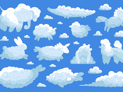 Animal clouds icon set