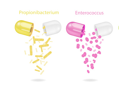 Open probiotics capsules set capsule health illustration probiotics realistic vector vitamin