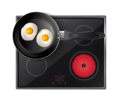 Cookware composition breakfast cookware frying illustration kitchen realistic vector