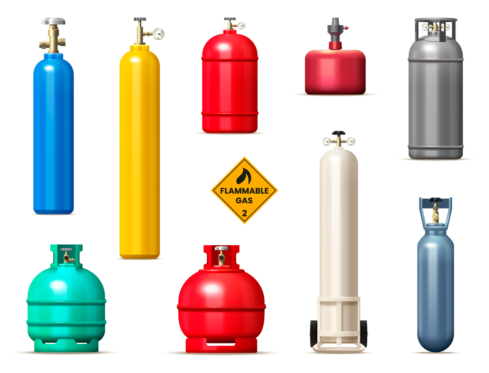 Gas cylinders and tanks set by Macrovector on Dribbble