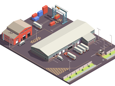 Industrial buildings with parking lot