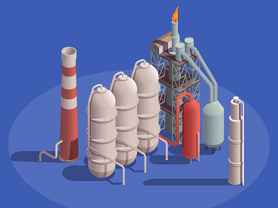 Industrial buildings isometric composition