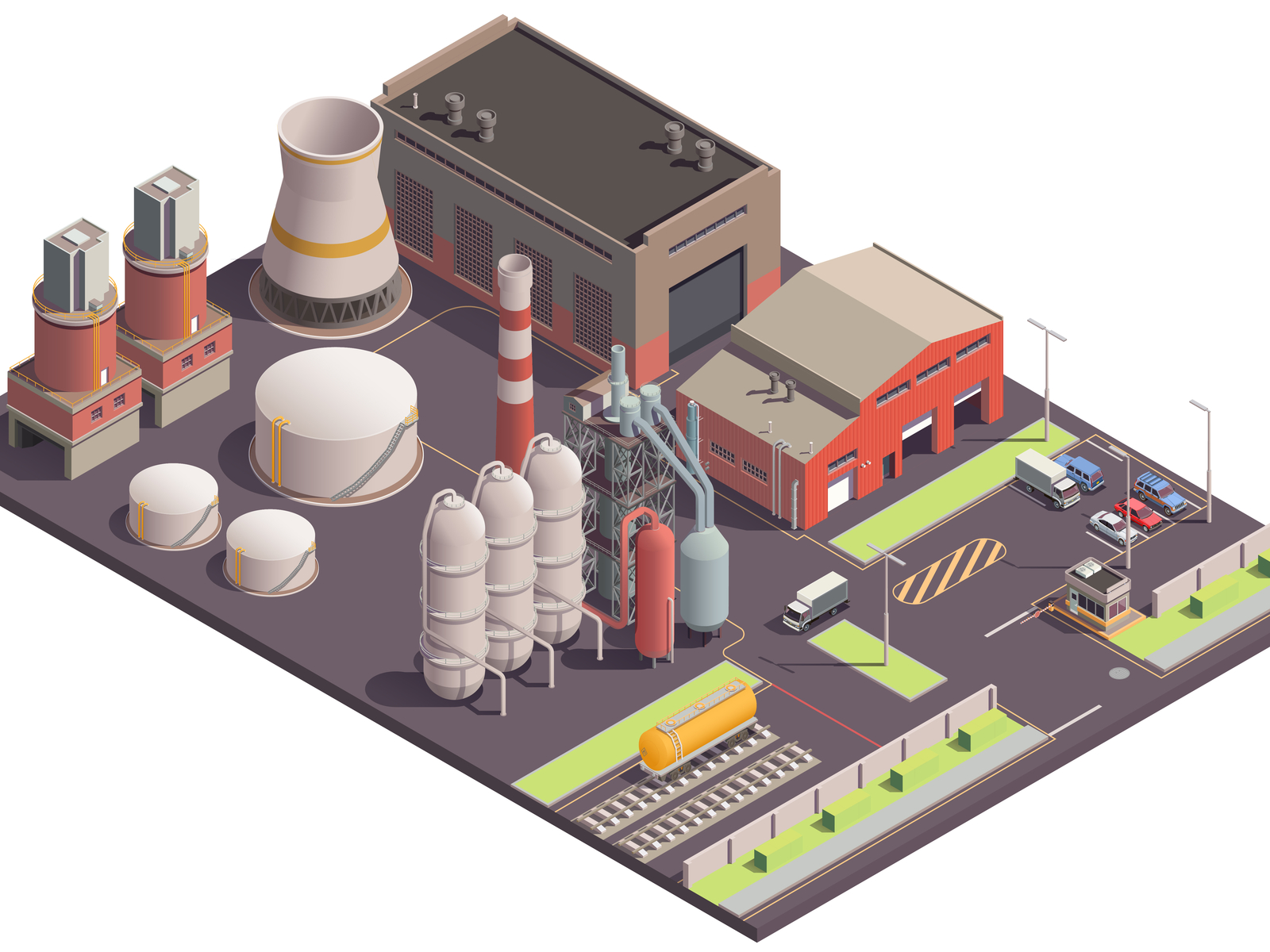 Industrial buildings isometric composition by Macrovector on Dribbble