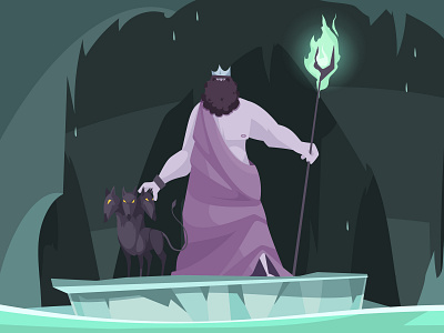 Ancient greek underworld god cartoon god illustration underworld vector