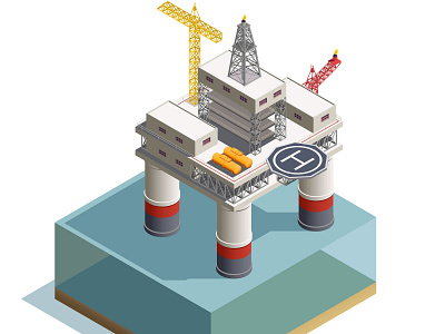 Oil extraction platform extraction illustration isometric oil platform vector