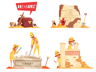 Archeology design concept ancient archeology cartoon illustration treasure vector