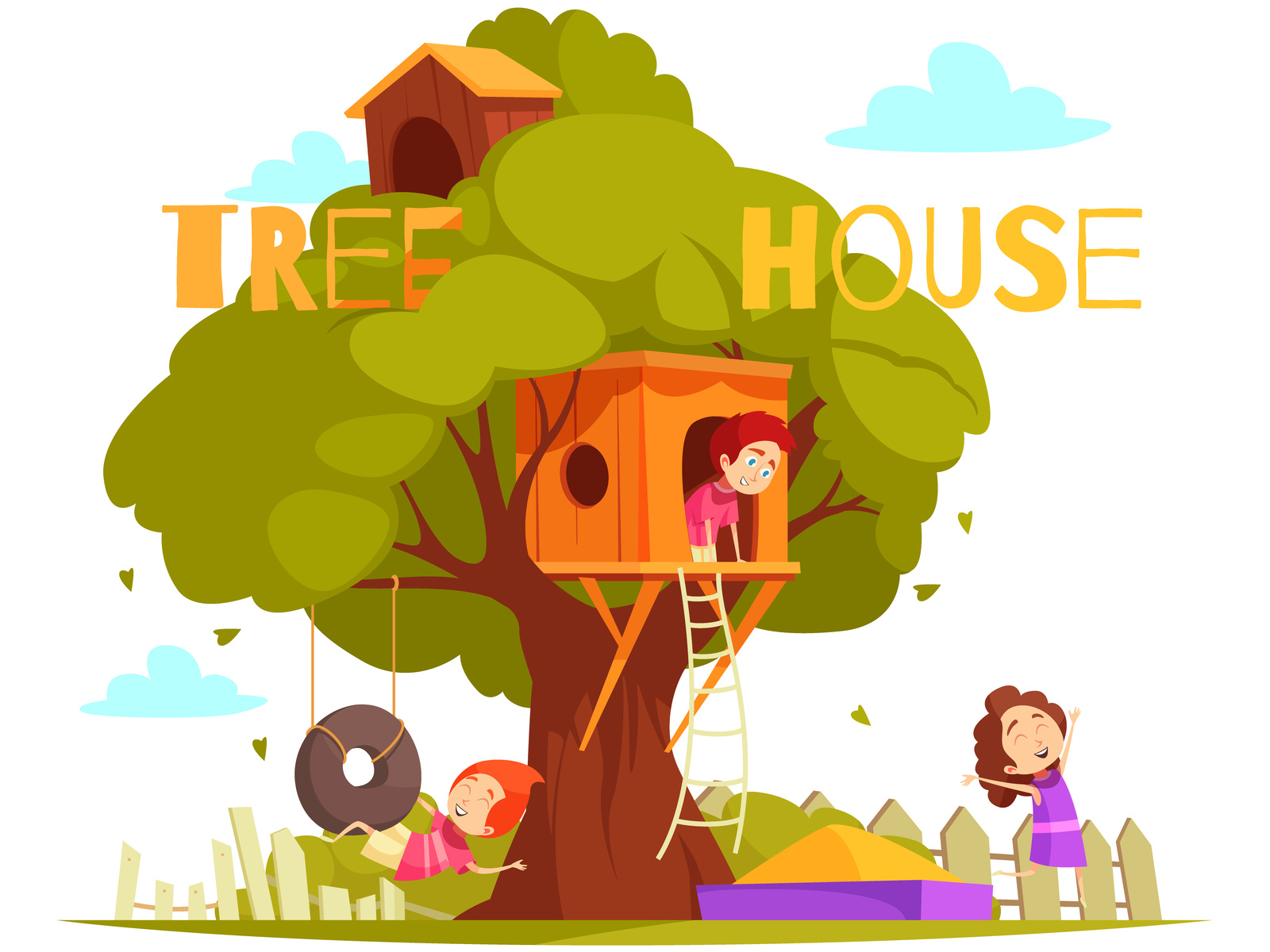 Tree house between foliage by Macrovector on Dribbble