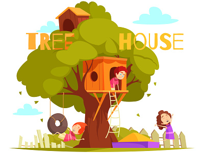 Tree house between foliage