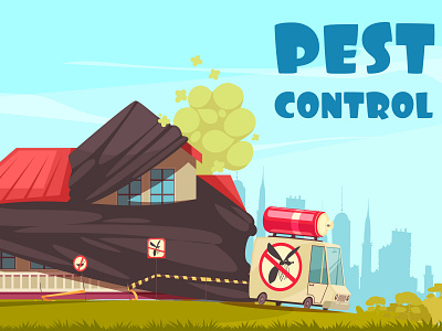 Pest control outside cartoon control illustration pest vector