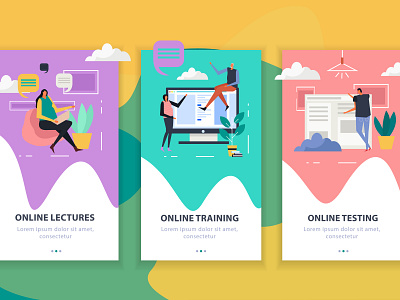 Online education banners cartoon education illustration lectures online vector