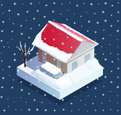 Natural snow disaster disaster illustration isometric snowfall vector