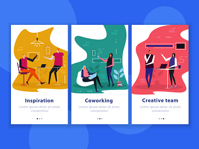 Coworking banners set cartoon creative illustration inspiration vector