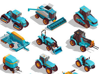 Agricultural machines icons