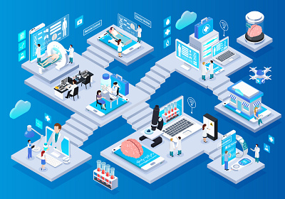 Telemedicine infographic composition consulting illustration isometric monitoring telemedicine vector